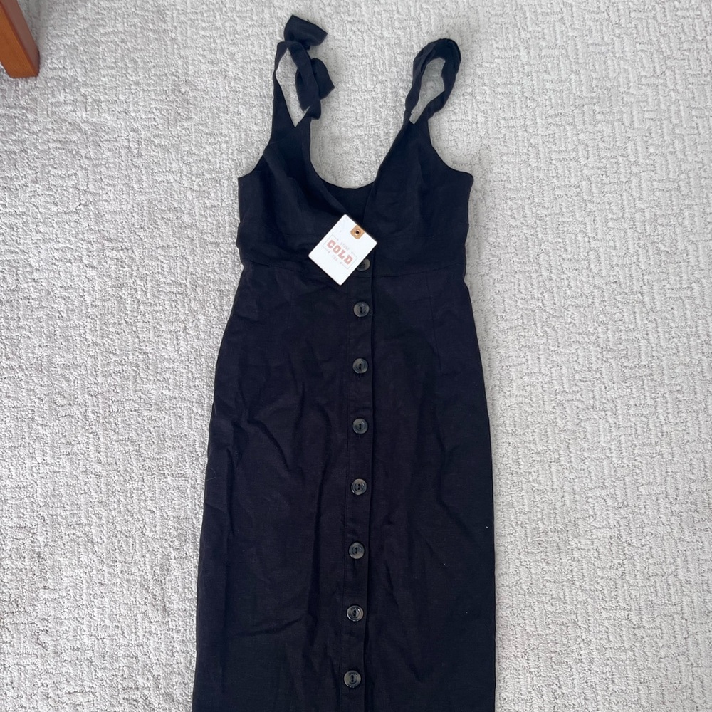 cold stone fox bow strap button front midi 0